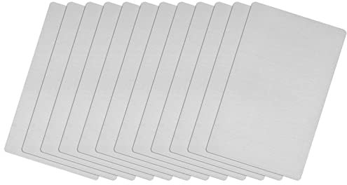 sourcing map Tarjeta de metal en blanco, placa de acero inoxidable 201 cepillado de 2.6x1.8 pulgadas, para grabado láser de bricolaje, tono plateado, 12 piezas