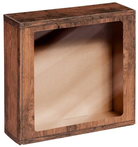 Feinkostkarton und Geschenkkarton groß mit Fenster Vintage braun 29,3 x 29,5 x 9,5 cm, 25 Stück