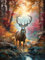 Wergund Diamond Painting Cerf, 5D DIY Broderie Diamant Animal, Peinture Diamant Kits pour Adultes Strass, Diamant Arts Craft Débutant pour la Décoration Murale à la Maison （30x40 cm）-75