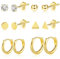 ALEXCRAFT Ohrstecker Gold Set Klein Damen Ohrringe Vergoldete Creolen Gold Geschenk für Frauen Freundin Mama Mädchen 6 Paar
