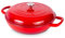 Shallow Cast Iron Casserole with Lid – Non Stick Dutch Oven Pot, Oven Safe up to 500° F – Sturdy Ovenproof Stockpot Cookware – Enamelled Cooking Pot – Red, 5-Quart, 32cm – by Nuovva
