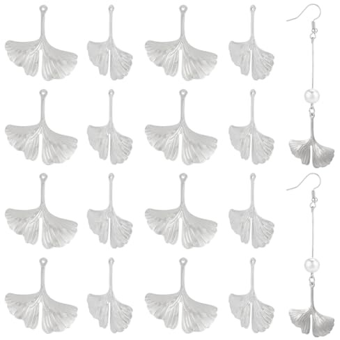 UNICRAFTALE 50 Stück 304 Ginkgo Blatt Anhänger Edelstahl Pflanzen Metall Anhänger Herbstblätter Tropfen Baumelnde Ohrringe Anhänger Für Armbänder Halsketten DIY Schmuckherstellung