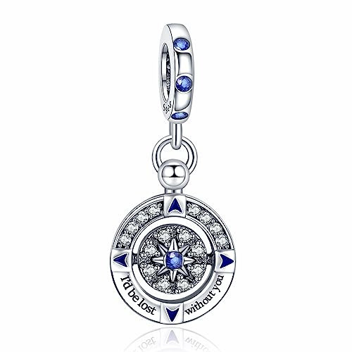 Rimgoris 925 Sterling Silber Charm für Frauen Armbänder Halskette Frauen Silber Kompass Ich würde ohne dich verloren sein Dangle Charm Halskette Anhänger Mädchen Geschenke