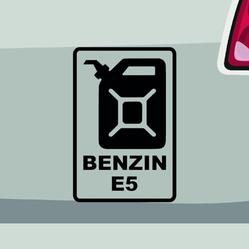 Stickerfreaks Benzin E5 Aufkleber Tanken Sticker Reserve Sprit Gas Auto Bike Decal Petrol Oil Aufkleber Größe: 13x8,5cm (M) | Farbe: 70-schwarz | Tanken Sticker Kleber Deko Tuning Motorsport