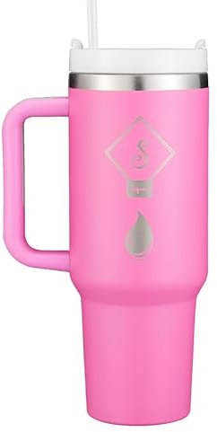 Quencher H2.0 FlowState 40oz Stainless Steel Vacuum Insulated Tumbler with Lid and Straw for Water, Iced Tea, Smoothie and More. (Pink)