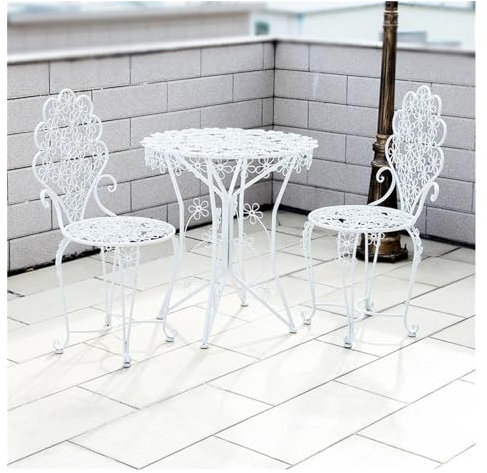 Gartengarnitur Rundes Gartentisch- und Stuhl-Set for den Außenbereich, Balkon-/Terrassenmöbel-Set, moderner, luxuriöser Terrassentisch und Stuhl, dreiteilig, for den Hof Möbelset im Balkon ( Color : S