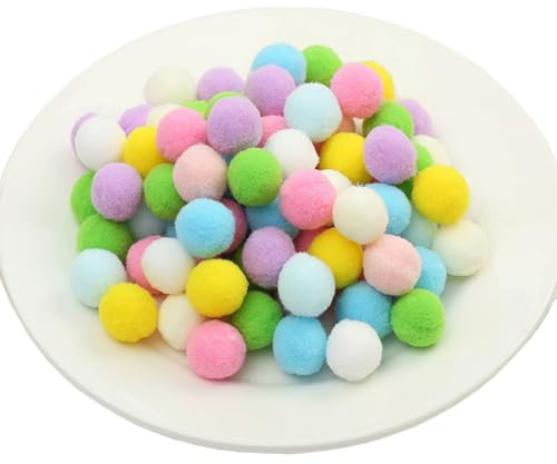 200 Stück Bunt Pompons zum Basteln, Bunt Pompons, 20mm/2cm Pompom Bälle, Klein Bastel Pompoms, Pompons Bälle für DIY Kreative Handwerk Dekorationen small colorful Pom Poms Pompoms (Bunt helle-20mm)