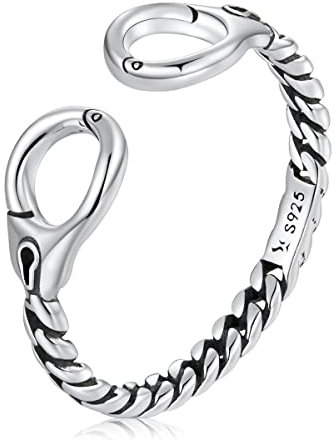 Halskette Damen,925 Sterling Silber Kreative Handschellen Ring für Frauen DIY Machen Band Cool Ring Frauen Statement Schmuck Party Geschenk