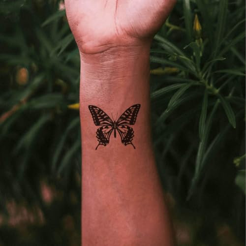 Faux Tatouage PAPILLON - Temporalis® | Tatouage Ephemere Femme et Homme – Cosmétique Certifié UE, Encre Vegan & Waterproof – Dure 1 à 2 semaines [ Tattoo Papillon monarque ]