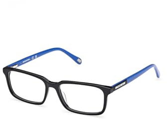 Skechers Brille mit Sehstärke für Jungen optional mit Sonnenbrillentönung oder Blaulichtfilter, Rechteckig, gefertigt aus Acetat, Modell: SE50012 (inklusive Brillenetui)