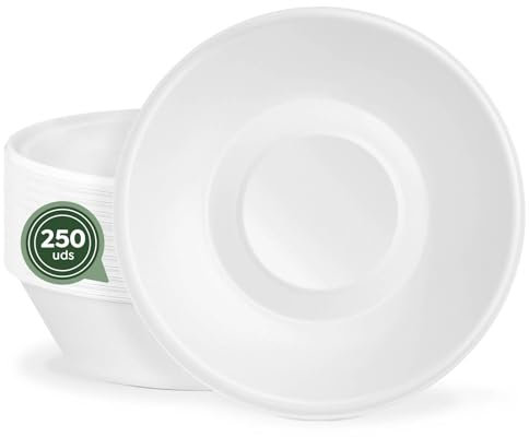 Horeca Collection MAXI PRODUCTS - 250 Unidades - Platos Caña de Azúcar -Plato Hondo Redondo - Plato Compostable - Plato Reciclabe - 19 x 4 cm - 680 cc - RESISTENCIA TÉRMICA