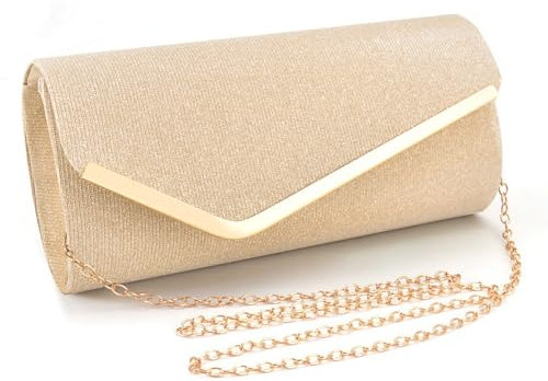 TOFBS Handtasche Damen Clutch Kettentasche Glitzer Abendtasche Elegante Envelope Tasche Crossbody Klein Umschlagtasche Brauttasche für Hochzeit Party Bankett Feiertage (Gold)