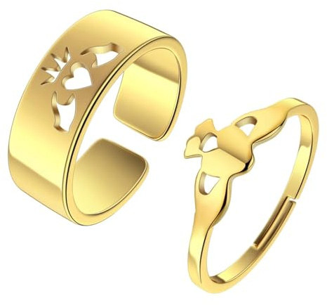 Sopodbacker Rings Ring Ringe Damen Bijouterie Herren Klassisches Claddagh Herz Verstellbares Ringset Für Paarhochzeit