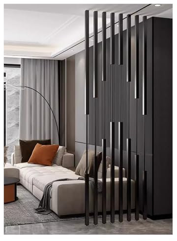 Commercial Home Partition Wall Dividers Screen Post Black, Floor To Ceiling Metal DIY Deocr Room Separator Pillar, Heavy Duty Modern Wall Seperators For Room, 8pcs(Style2,90cm/35.4in/2.95ft)