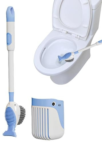 HunicandIU Escobilla de inodoro, cepillo de limpieza para inodoros con dispensador de mango recargable, cepillo dispensador de líquido rellenable con mango largo para el baño
