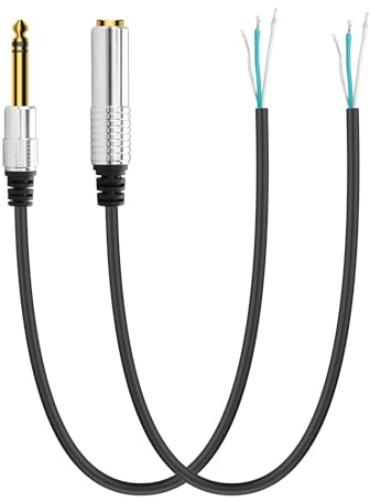 YACSEJAO 1/4 inch 6.35mm Male female Plug to Bare Wire,TRS Jack Adapter to Bare Wire Open End Audio Cable for Microphone Speakers(0.5M/1.6FT)
