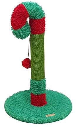 Rascador para gatos, árbol de gato, postes de araña, columna de sisal natural y base de manta de moqueta suave, árbol raspador en forma de azúcar de cebada de Navidad, gatitos y pequeños, centro de