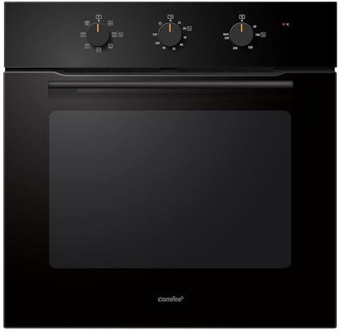 COMFEE' 60cm Built-in Electric Fan Oven, 60 Litre, 8 Oven Function with Air Fry, Multiphase Cooking and Easy Cleaning Removable Door - CBO60M80M1-BK
