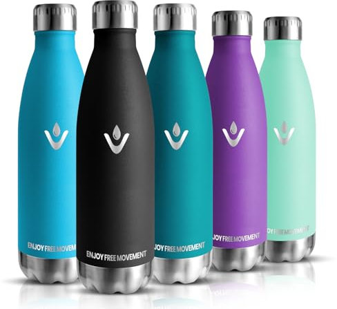 Botella Termica - 500ML - Botella agua Acero Inoxidable, Termo con pared Doble Aislamient, de Fugas, Botella Gimnasio, Cantimplora Termica para Niños, Deportiva - Conserva 12 Horas Caliente, 24 frio