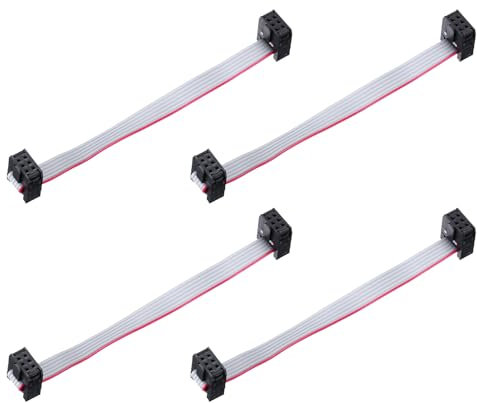 sourcing map 4 Pcs IDC Flat Ribbon Cable, 2.54mm Pitch 7.5mm Width 10cm Long 6 Pin FC to FC Flat Ribbon Connector Jumper Wire for PC, LED Displays