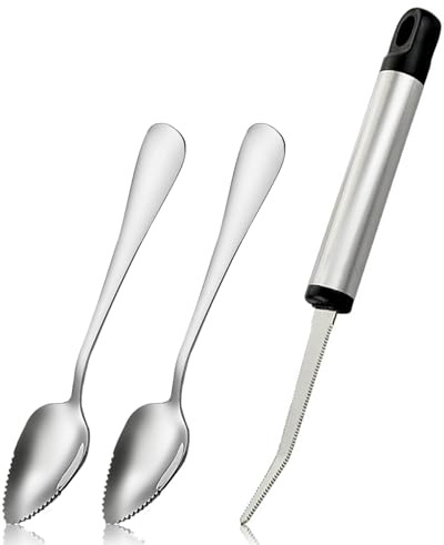 Grapefruit Spoon Serrated Edge Knife Stainless Steel Fruit Knife Grapefruit Utensils Tool Dessert Spoons for Citrus Lemon Kiwi Melon Lime Pitaya Apple Fruit Puree