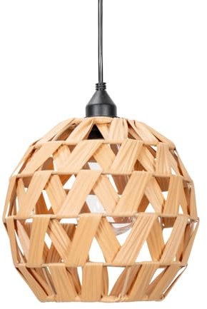 ValueLights | Natural Rattan Ball Battery Operated Outdoor Hanging Pendant Garden Light