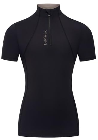 LeMieux Young Rider Classique Short Sleeve Base Layer - Childrens Equestrian Horse Riding Top - Black - 9-10years