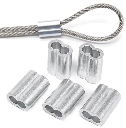 Serre Cable Acier Lot de 1 à 50 manchons de sertissage de câble à double trou M1 à M12, embouts de fil en aluminium en forme de 8, accessoires de quincaillerie for câbles à sertir Serre Cable Inox(50P