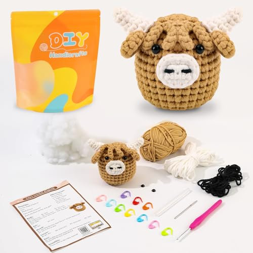 ONBAGLST Häkelset für Tiere mit Anleitungen, Video-Kurs Schritt für Schritt, für Anfänger - Geeignet für Erwachsene und Kinder, die Häkeln lernen