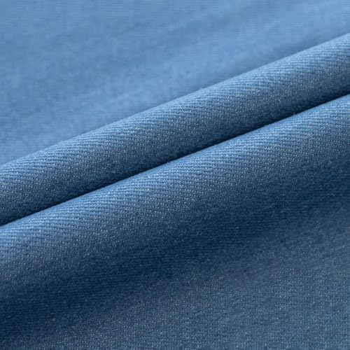 Vayliro Vintage Stretch Jeansstoff Meterware Dick 145x100cm Jeansstoffe Elastisch Stoffe Zum Nähen Denim Stoffe Bastelstoffe Dekostoff Jeans Stoff für DIY Handwerk Kleidungsdekoration,Hellblau