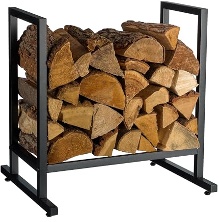 Relaxdays Kaminholzregal, Metall, modern, HBT: 62x60x49 cm, Brennholzregal Feuerholz, Stapelholz & Brennholz, schwarz