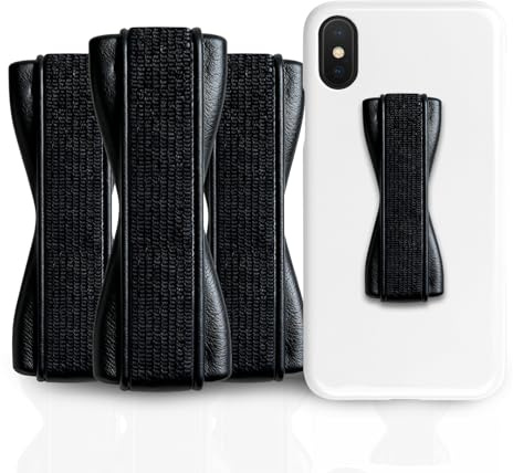 KIRVOS 3 Porte-Doigts pour Smartphone – Pratique Support à Doigt pour Téléphone, Idéal pour Utilisation à Une Main (Noir)