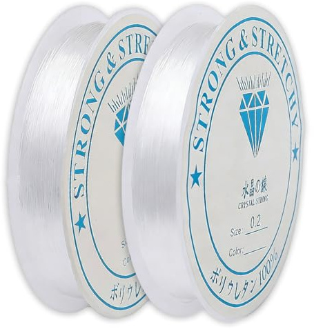CEJAS 150 M Filo Nylon Trasparente, Filo Elastico per Braccialetti 0,2 mm×100 M + 0.3mm × 50M, Filo Trasparente per Appendere, per Cucire per Gli Ornamenti Appesi e Cuci Hobby