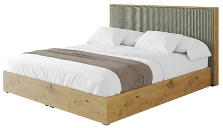 ALTDECOR Polsterbett mit Bettkasten und Lattenrost, Bett mit Kopfteil, Boxbett ohne Matratze, Doppelbett mit Stauraum - ENZO10-180x200 Olivgrün - Tilia 37