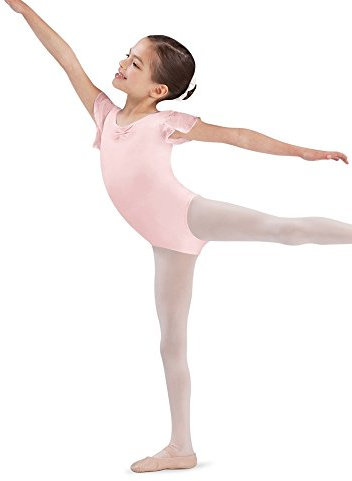 Bloch CL3732 Mädchentrikot mit Glitzer-Georgette Ärmeln Rosa 4-6