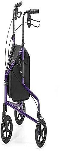 Days Aluminum Tri-Wheel Tri Mobility Walker, With Bag Only, Lightweight, Carry-on Bag and Lockable Brakes, Comfortable Mobility Aid for Elderly and Handicapped Users, Purple