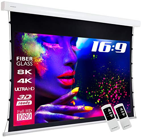 ESMART Expert XTS Tension-Leinwand 257 cm Bild 221 x 125 cm (100) 16:9 | Fernbedienung | Heimkino elektrische Beamer Projektionsleinwand Motor Tension Leinwand LCD LED