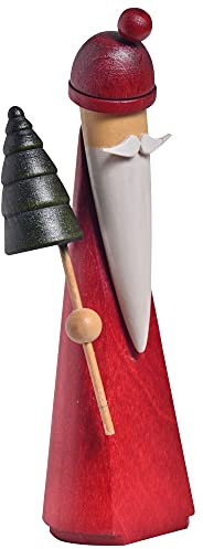 KWO Olbernhau 75380 Deko Babbo Natale con Albero, Legno, 13,5 x 8 x 7 cm, Multicolore