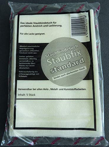 Staubbindetuch Staubfix Standard I Staubtuch für alle Lacke geeignet I Wasserbasislack, Autolack, Effektlack I 80 x 50 cm I 1 x 5 Stück I Allseitig verwendbar