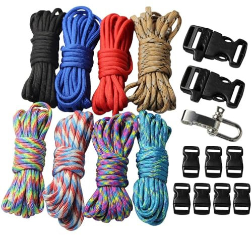 UOOOM 18er DIY Paracord Set Handgemachte Webart Survival Outdoor Armband Schlüsselanhänger Anhänger (Style A)