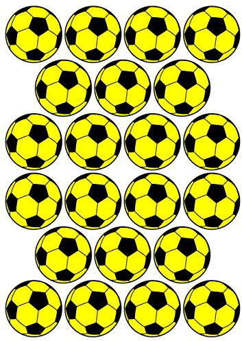 22 Aufkleber, Fußball, Sticker, 50 mm, gelb/schwarz, aus PVC, Folie, bedruckt, selbstklebend, EM, WM, Bundesliga