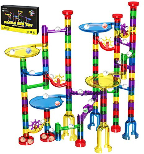 Magicfly Marble Run Set, 127 Pcs Marble Race Track for Kids with Glass Marbles, Ideal Gift for Christmas or Birthday