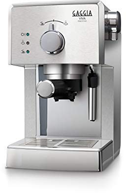 Gaggia RI8437/11 Viva Prestige manuelle Espresso-Kaffeemaschine, für gemahlene und Schoten, 1025 W, 15 bar, Edelstahl, 1025 W