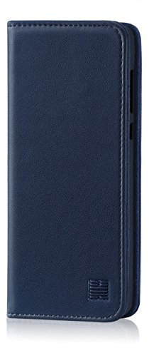 32nd Klassische Series - Lederhülle Case Cover für Huawei P20 Lite, Echtleder Hülle Entwurf gemacht Mit Kartensteckplatz, Magnetisch und Standfuß - Marineblau