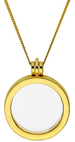 jewellerybox Large Gold Dipped Sterling Silver Round Floating Charm Locket on Chain 16-24 Inches