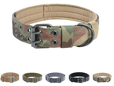 EXCELLENT ELITE SPANKER 1,5“ Breite militärische Hundehalsband einstellbare Metall D-Ring & Schnalle Arbeiten Hundehalsband für mittlere große Hunde(MCP-L)