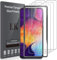 LK - Juego de 3 protectores de pantalla para Galaxy A50 con marco de instalación, protector de pantalla para Galaxy A50, antiarañazos y sin burbujas de aire (ultra resistente y HD y 9H dureza)
