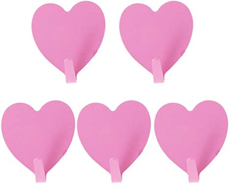 NUOBESTY Crochets Muraux Chapeau Crochet Mural Acier inoxydable Forme Coeur Crochet Adhésif Porte Serviette Patère Murale Décoration pour Maison Chambre 5 Pièces (Rose) Crochets Adhésifs