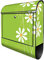 banjado® Design Briefkasten mit WT Gänseblümchen 38,5x46,5x13cm & 2 Schlüssel - Briefkasten Stahl schwarz mit Zeitungsfach pulverbeschichtet - Postkasten A4 Einwurf inkl. Montagematerial