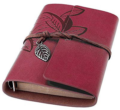 Leder Schreibtagebuch für Mädchen, niedliches Notizbuch blanko String Diary Notizblock Sketchbook zum Einschreiben, unliniertes Papier, Geburtstagsgeschenke für Frauen (7 Zoll, Rose Rot)